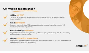 Sprzedaż towaru dla kontrahenta zagranicznego na terenie Polski: OSS vs WDT, limit 10 000 EUR, dowody 0% VAT, Allegro.