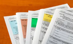 Różne formularze PIT, takie jak PIT-38, PIT-37, PIT-36, PIT-36L i PIT-28, używane przez osoby fizyczne do rozliczenia podatku.