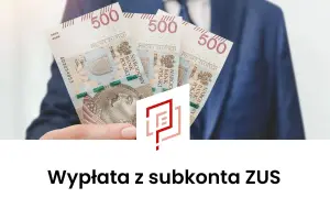 Dłoń w garniturze trzyma banknoty 500 zł. To symbol jednorazowej wypłaty z subkonta ZUS.