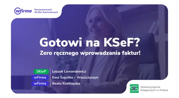 Kobieta w garniturze uśmiecha się, gotowa na KSeF. Dowiedz się, kto jest podatnikiem VAT i jak usprawnić pracę biura rachunkowego.